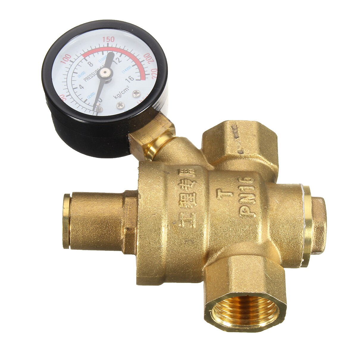 Water Pressure Regulator Adjustable DN15 NPT 1/2'' Reducer 8.3x6.4cm With Gauge Meter Brass Water Pressure PN 1.6 Valves