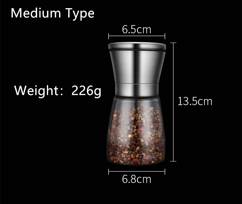 Molinillos de pimienta mediano y grande molinillo de pimienta Manual pulverizador Salero y pimentero sazonador botella herramientas de cocina: Medium