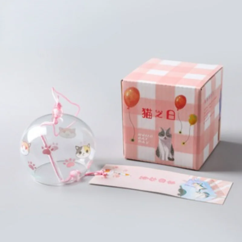 1PC Japanese Wind Bell Japan Wind Chimes Handmade Glass Furin Home Decors Spa Kitchen Office Decor Sakura Cherry Blossom Pattern: DARK GRAY