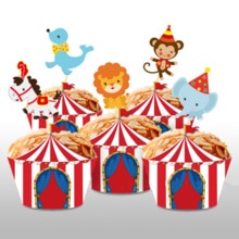 10Set Circus Carnaval Cupcake Wrapper Toppers Baby Shower Kids Gunsten Papier Wrappers Toppers Gelukkige Verjaardag Feestartikelen