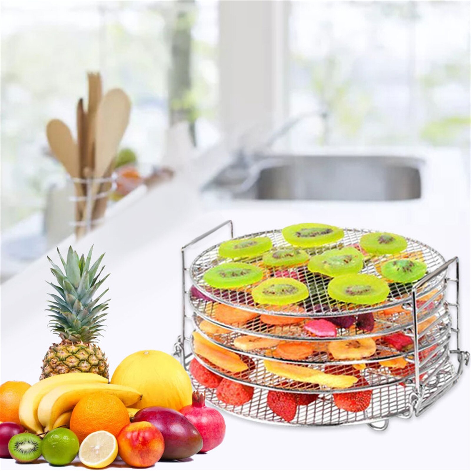 Dehydrator Rack 5-tier Stackable Stainless Steel Food Drying Stand For Air Fryer Pressure Cooker Kichen Accessories