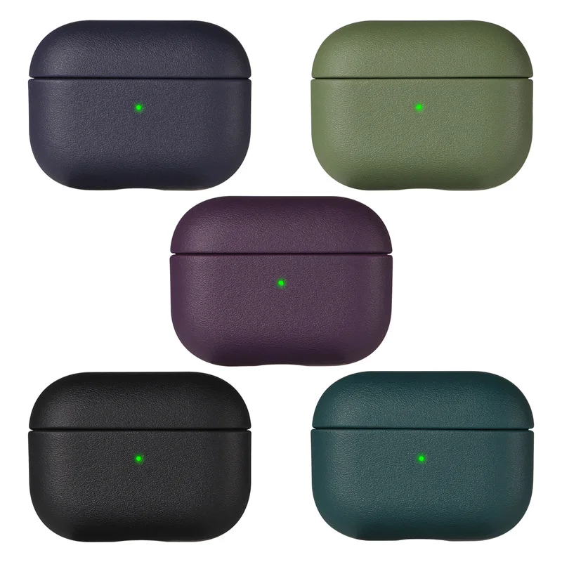 Capa de grão de couro para airpods pro 2 para airpods pro 3 caso airpods 4 3 apple bluetooth fone de ouvido acessórios proteger máquina