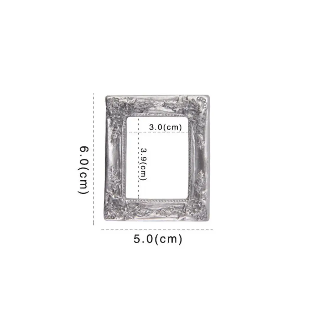 Durable DIY Resin Photo Frame Rustic 3D Mini Mirror Props Miniature Mirror Small Model Phone Shell Material: Red