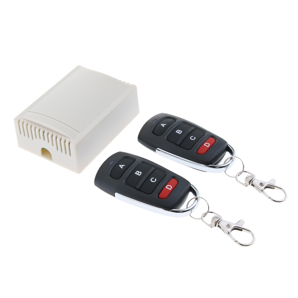 DC 12V Wireless RF Relay Remote Control Switch 4 Channels Receiver Module with 2 Transmitters Light Lamp Controller