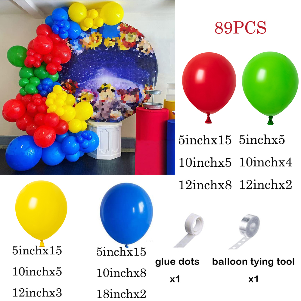 Guirlande de ballons de cirque de carnaval en arc, Kit de confettis rouge bleu jaune, jouet en feuille d'étoile, décoration de fête d'anniversaire arc-en-ciel: RUBY