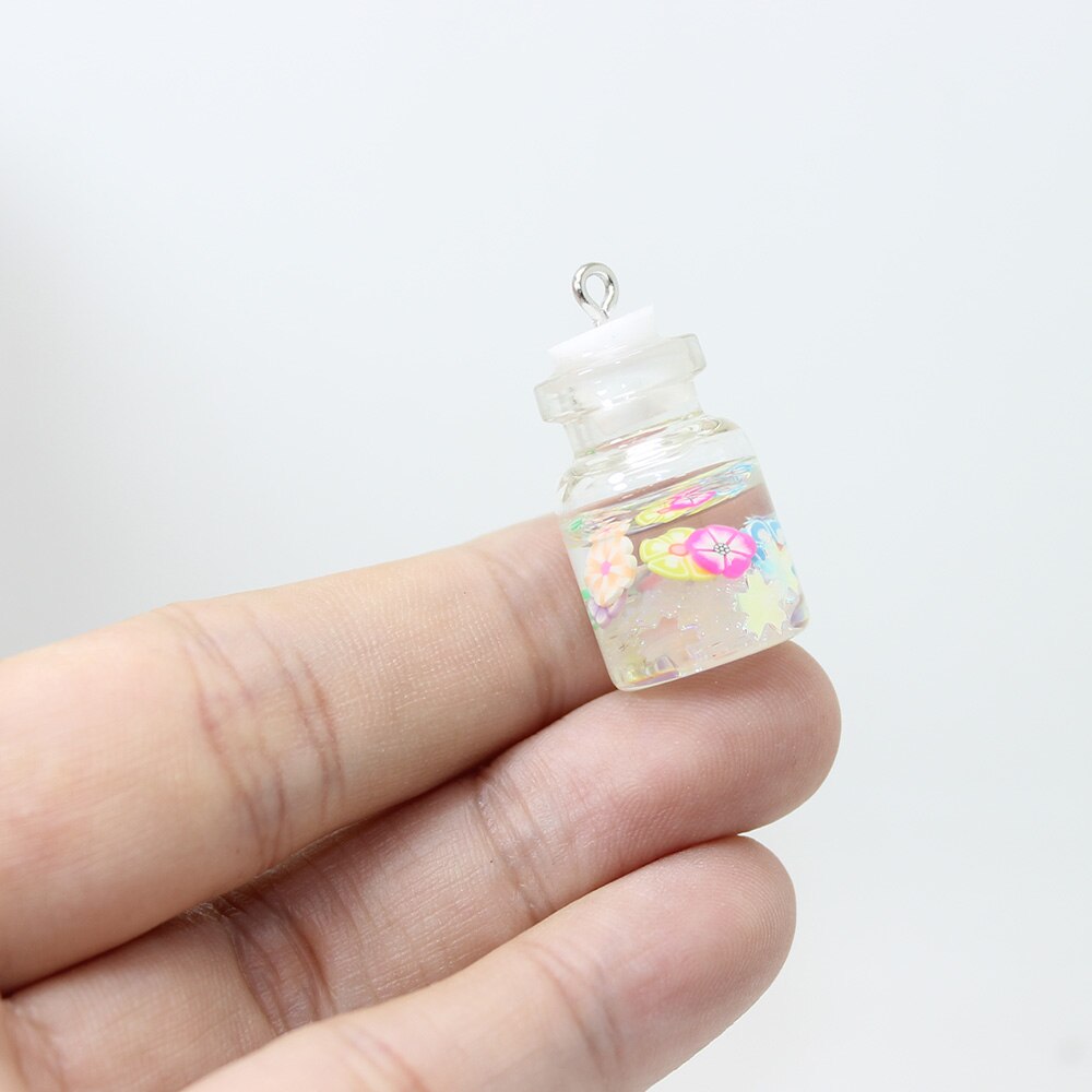 8pcs-- 25*15mm Candy Color Sequined Flower Glass Wishing Bottle Charm Pendant for Jewelry DIY Earrings.Bracelet,Necklace: 5