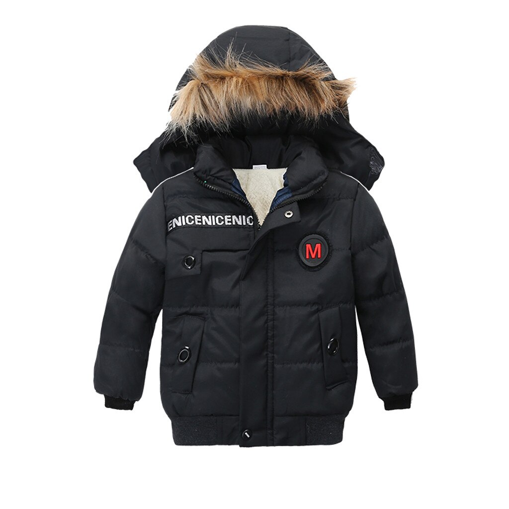 Manteau à capuche pour garçon de 1, 2 ou 3 ans, veste d'hiver pour enfants, vêtements d'extérieur, collection: Black / 3T