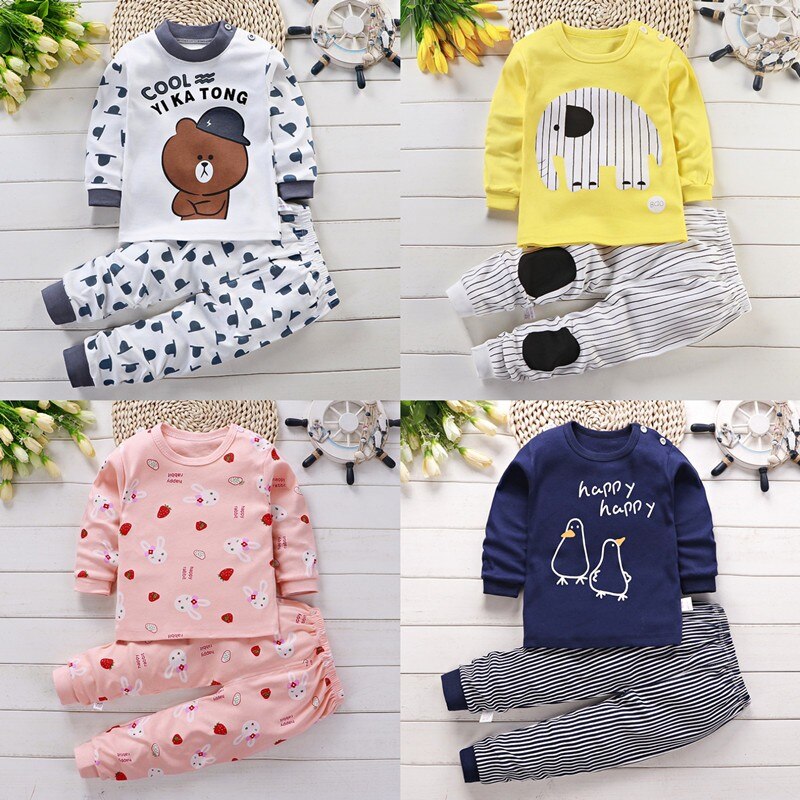 Kids Baby Unisex Underwear Outfits Children Cute Pajamas Suits Children Sleeping Clothing Cotton Toddler Sleepwear