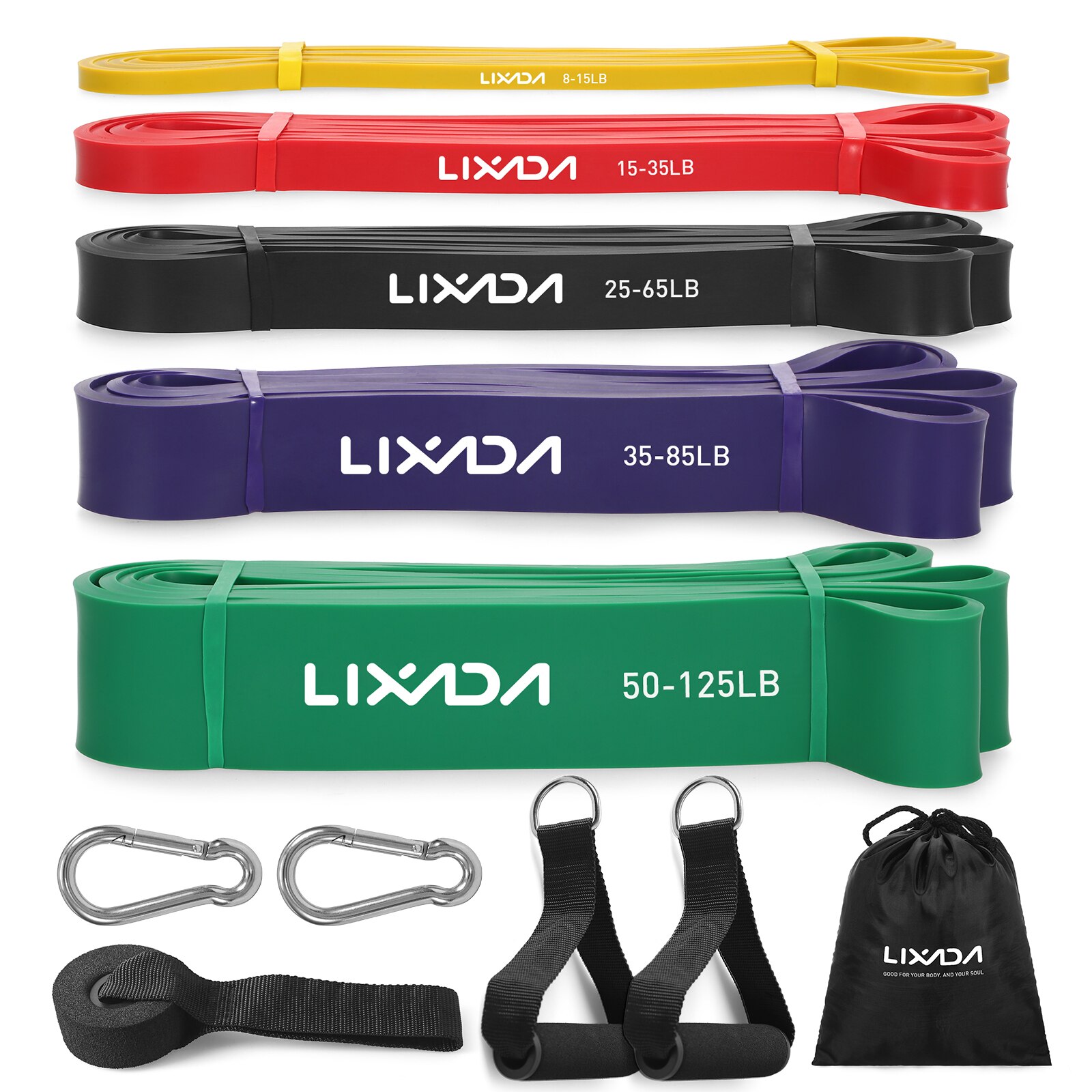 Tomshoo motstandsbånd sett gym styrketrening gummi sløyfer band trening fintess treningsbånd døranker ankelrem: 8 stk sett