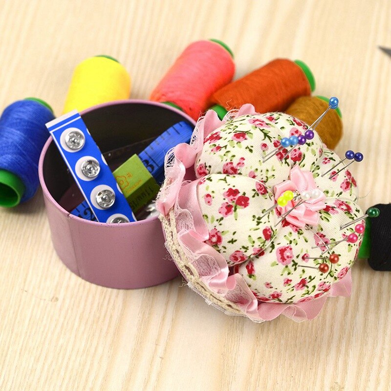 Needle Pin Cushion with Storage Case Pumpkin Pincushions Needlework Sewing Box for DIY Needle Thread Organizer Sewing Supplies