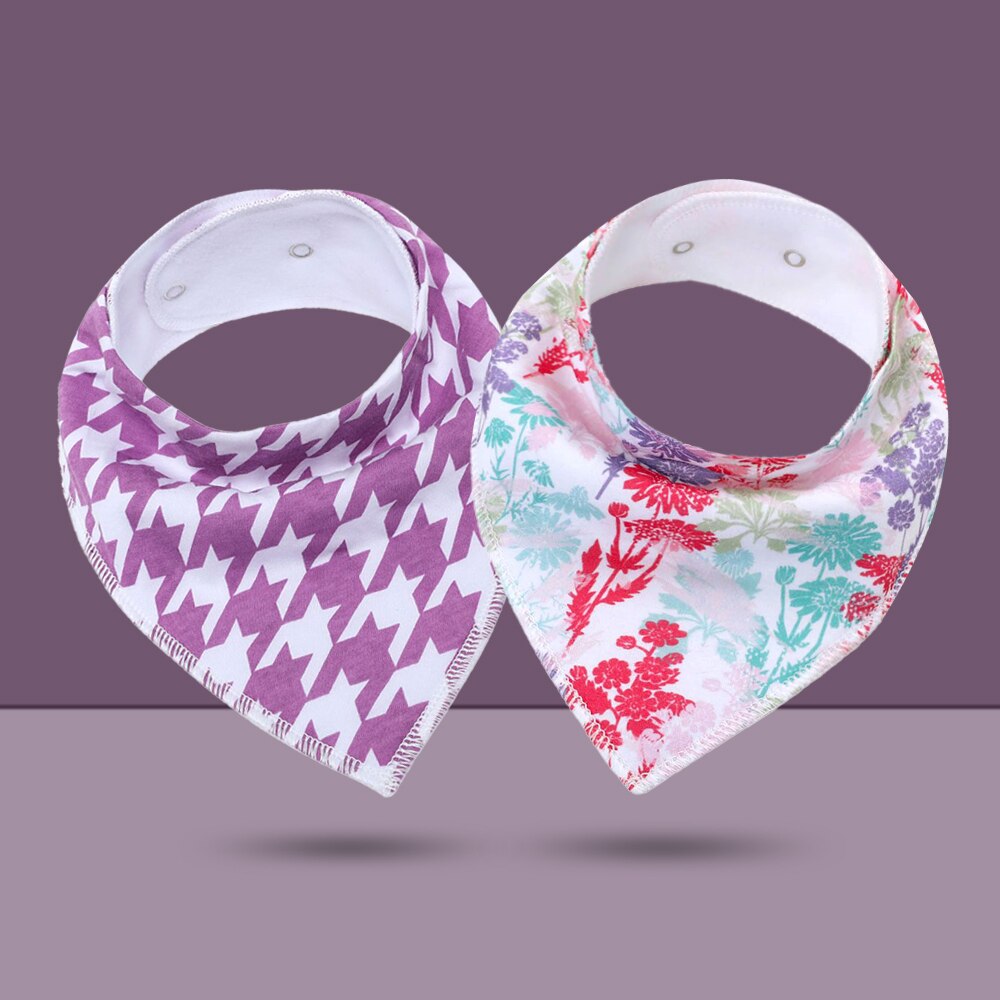 2 pcs/lot Baby Bibs Burp Cloth Print Arrow Wave Triangle Baby Bibs Cotton Reusable Washable Adjustable Baby Meal Infant Bibs: K20001-A13