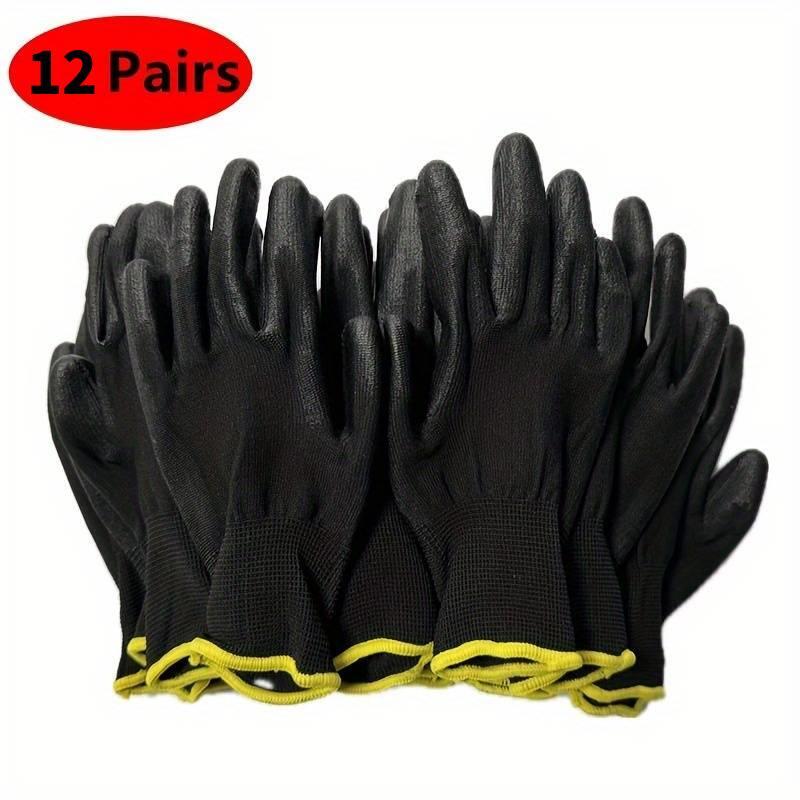 12 pares de guantes negros/grises/horticultura, guantes de trabajo de seguridad, guantes de reparación, guantes recubiertos de palma, suministros para reparadores de carpintero: Otros / M