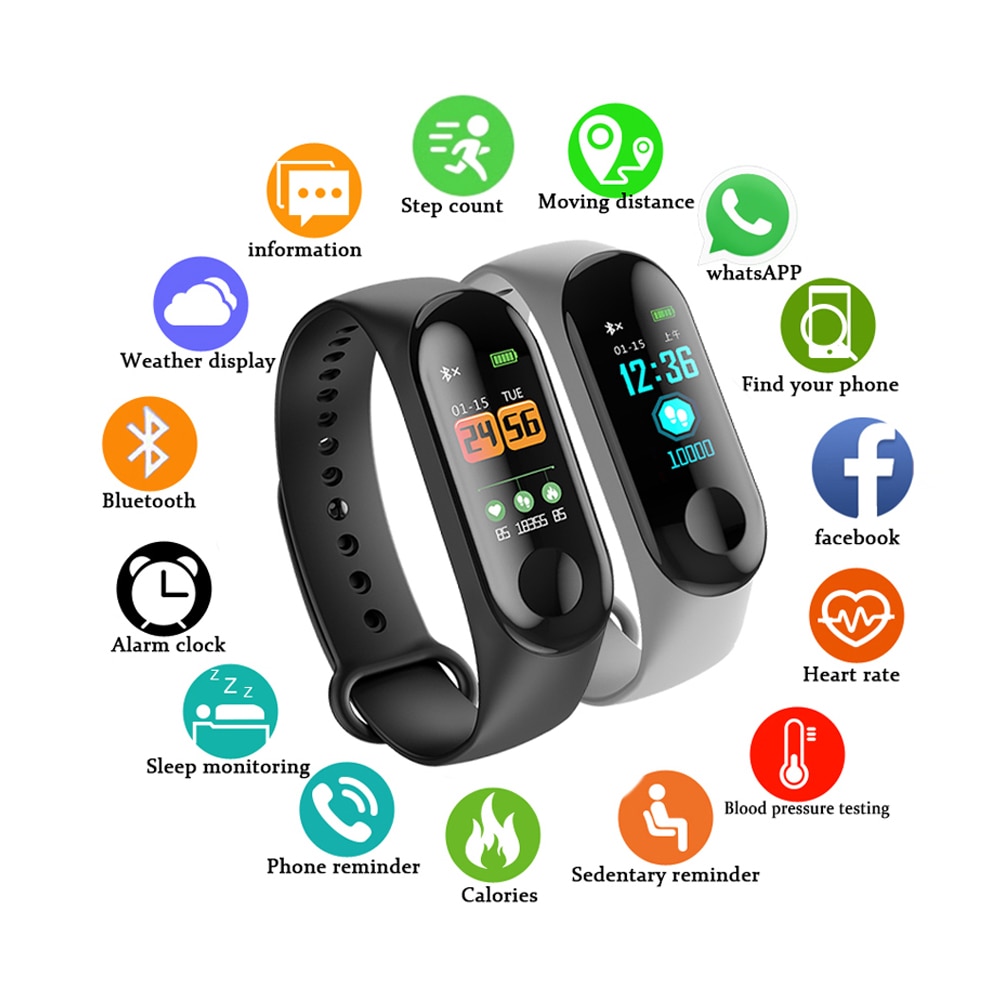 Fxm klokker mandig digital se kvinner pulsmåler blodtrykk Fitness sporer sport smart menn se klokke ios android