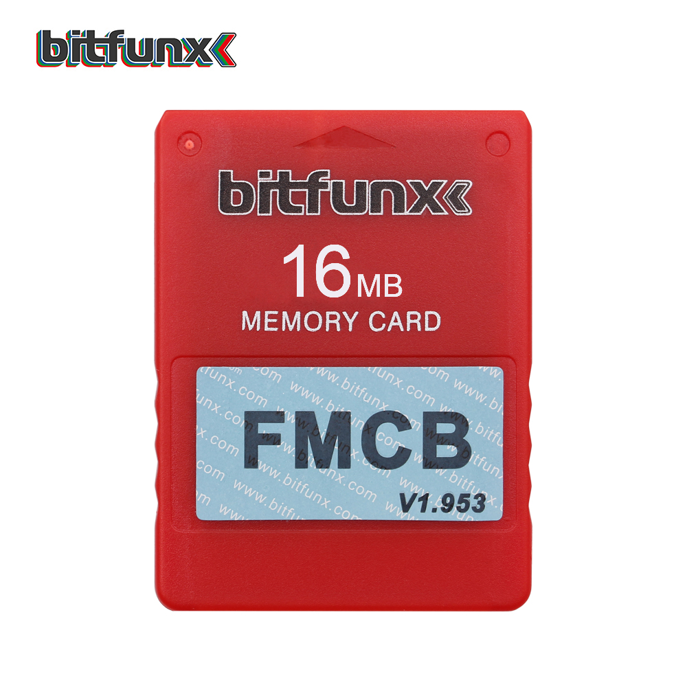 Bitfunx Video Spiel Speicher Karte FMCB Farben für Sony PLAYSTATION 2 PS2 Memoria Karte 16MB Mod Opl HD Bunte: rot-16MB