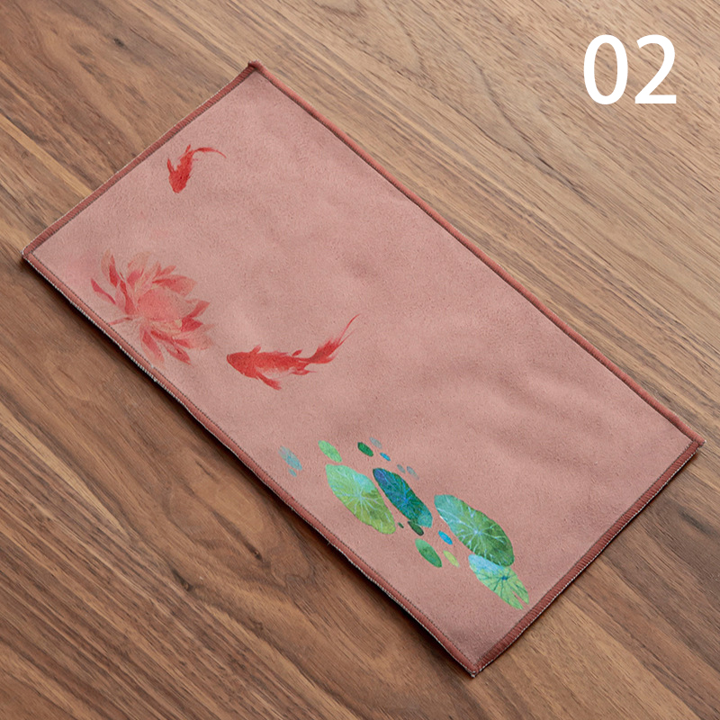 Painted Tea Towel Absorbent Rag Thickened Table Cleaning Chinese Tea Ceremony Household Kitchen Cleaning Towels Tea Accessories: 02