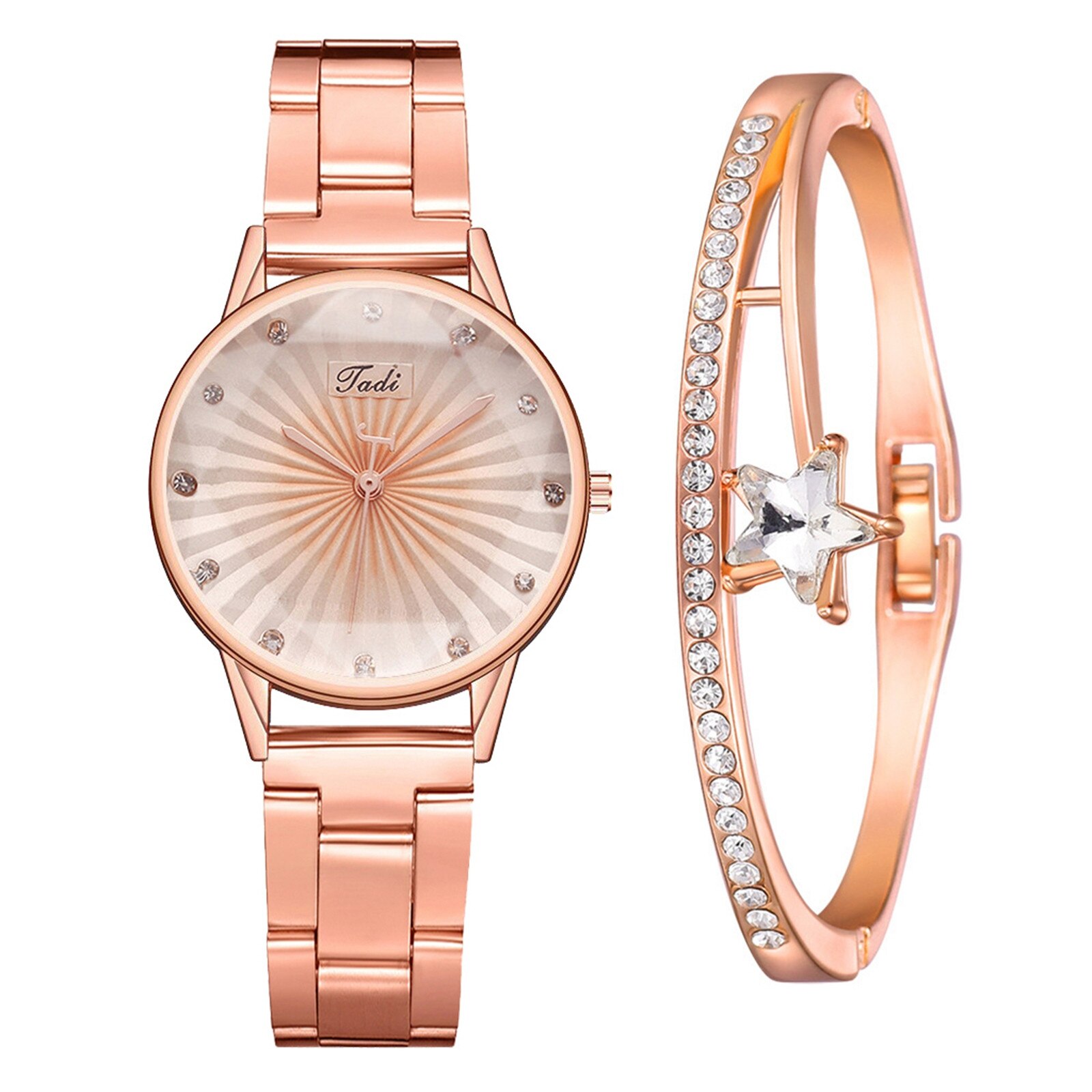 Mode Dames Stalen Band Armband Horloge Set Elegante Geometrische Armband Horloges Vrouwen Часы Женские: F