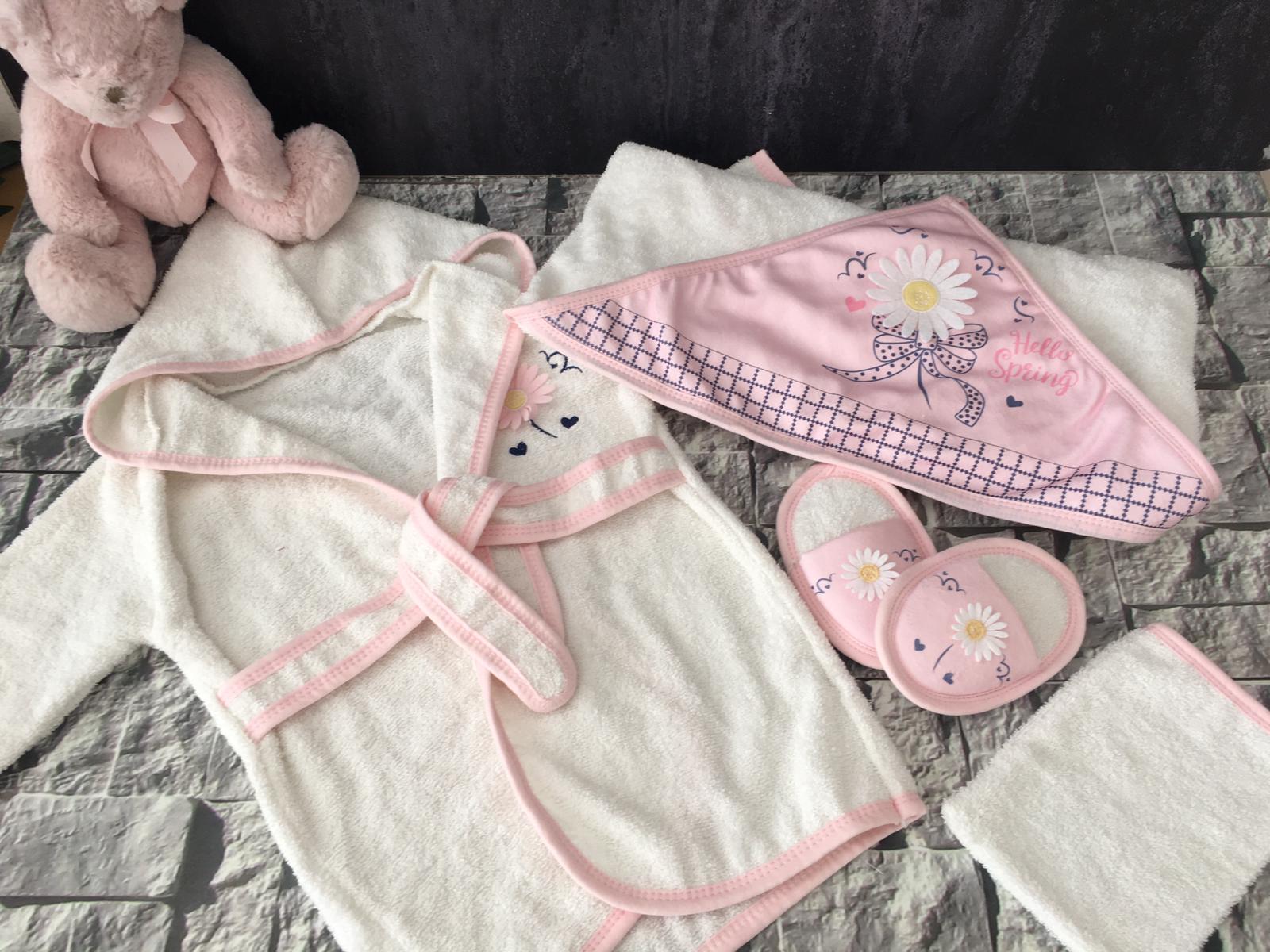 Ensemble de serviettes de bain à capuche pour bébé, Robe de bain pour fille et garçon, peignoir à manches longues, pantoufles, pour -né