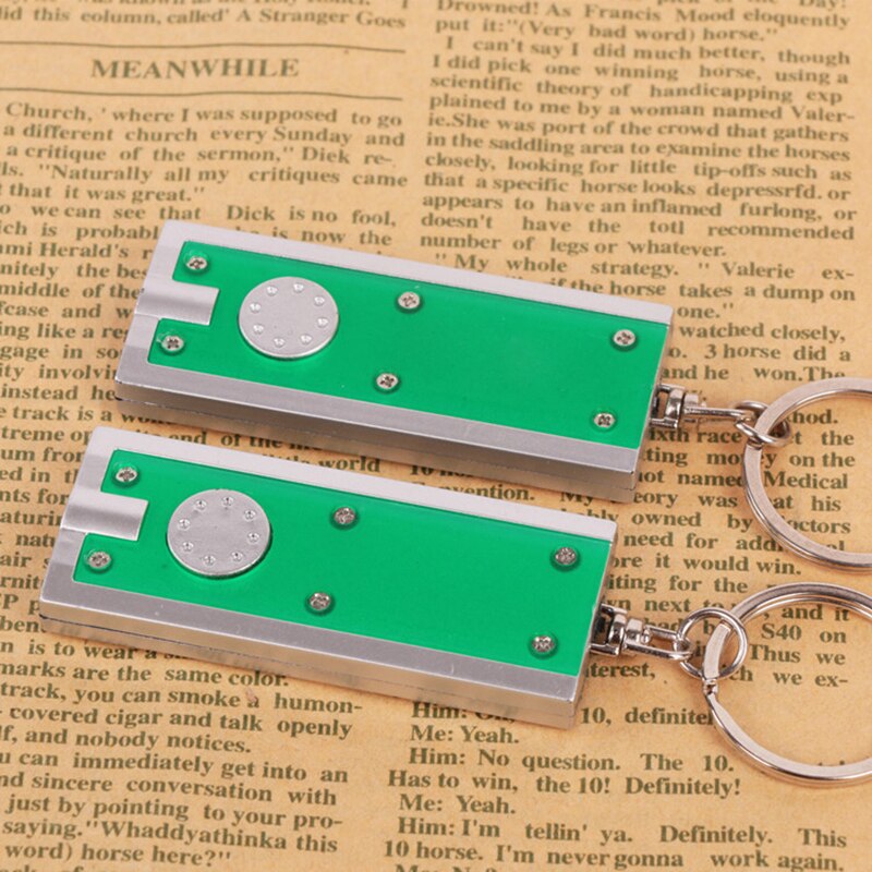 Bright Light Mini LED Flashlight KeyRing Lamp Chains Key Square Mini LED Light Keychain Plastic Flashligh