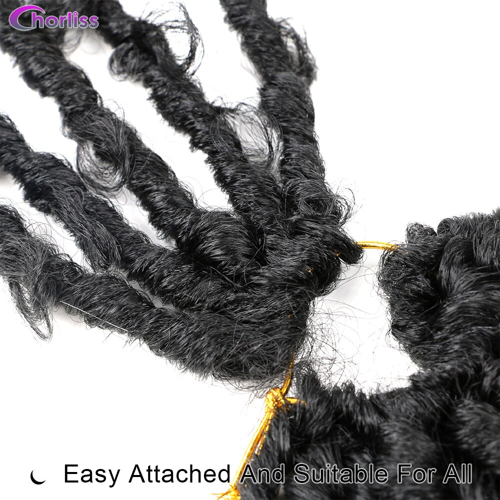 Synthetic Distressed Butterfly Locs Crochet Braids Goddess Pre Looped Bob Locs Pre-Twist Braid Hair For Black Women