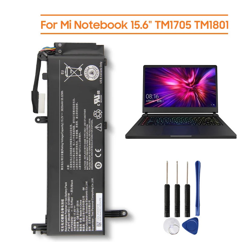 Replacement Battery G15B01W For For Xiaomi Mi Notebook 15.6" TM1705 TM1801 GTX1050Ti/1060 171502 -AK/AN/AA/I 3620mAh