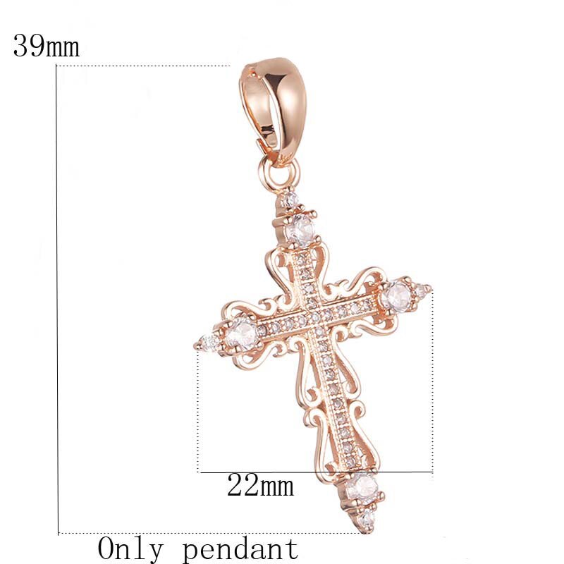 FJ 9 Style Jewelry Women Mens 585 Gold Color Crucifix Pendant Orthodox Cross Jewelry: PN0129