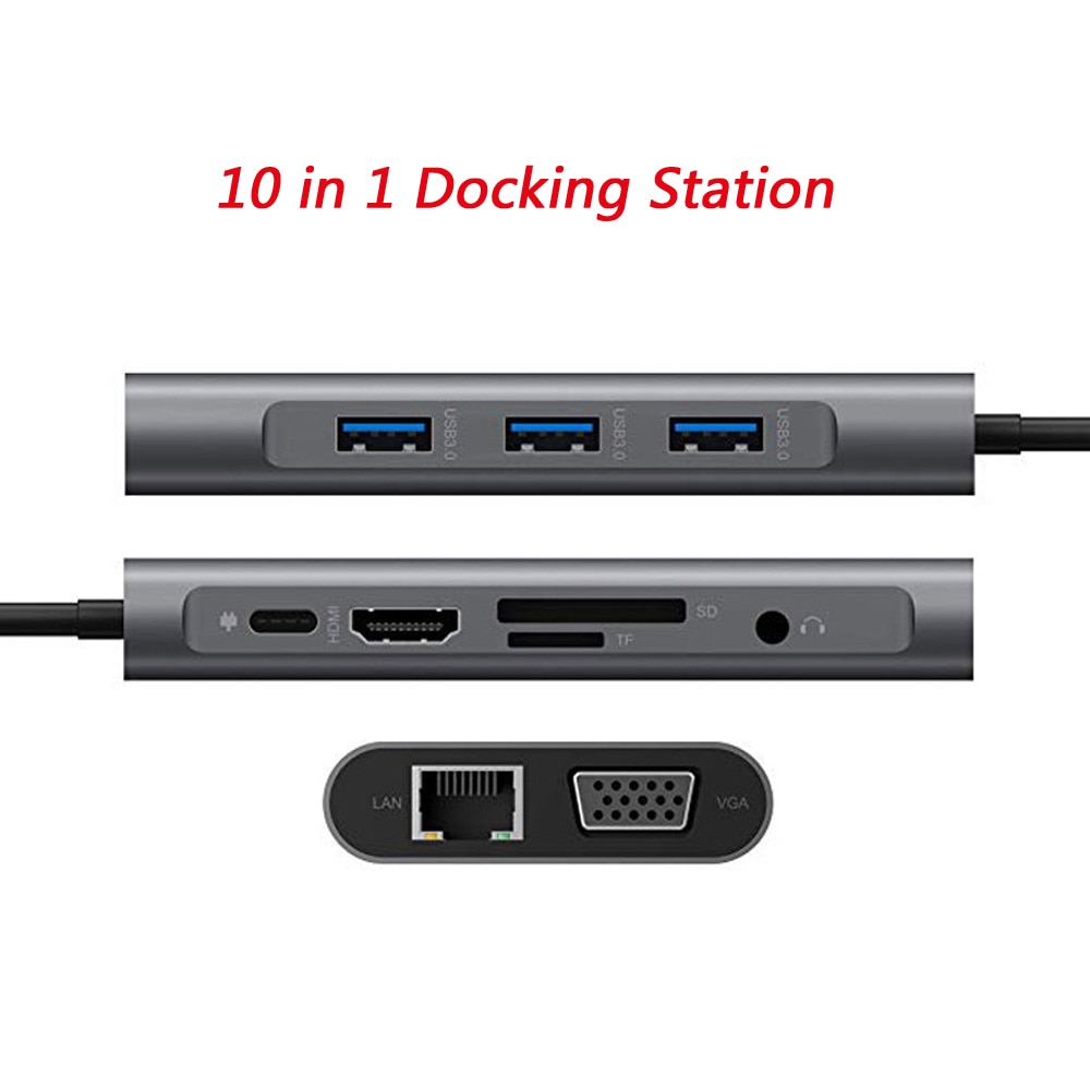 Hub USB C convertisseur Type C vers HDMI, 4K VGA RJ45 multi-usb 3.0 PD, Station d'accueil pour MacBook Pro