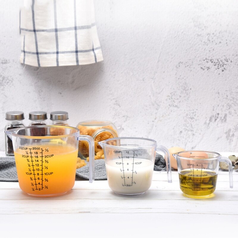 150/300/600ml Plastic Measuring Cup Clear Scale Show Transparent Mug Pour Spout Kitchen Measuring Device