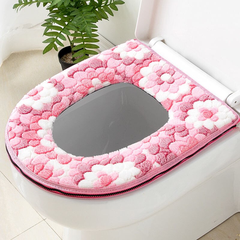 Baño cremallera tipo calentador inodoro Closestool lavable suave tapa del asiento cubierta Mat Pad