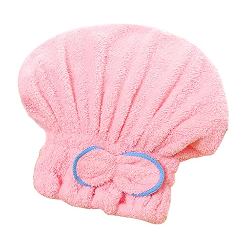 Bonnet de séchage de cheveux en microfibre pour filles et femmes, Turban absorbant à séchage rapide pour sécher les cheveux bouclés, bonnet de douche avec serviettes enveloppantes: Pink