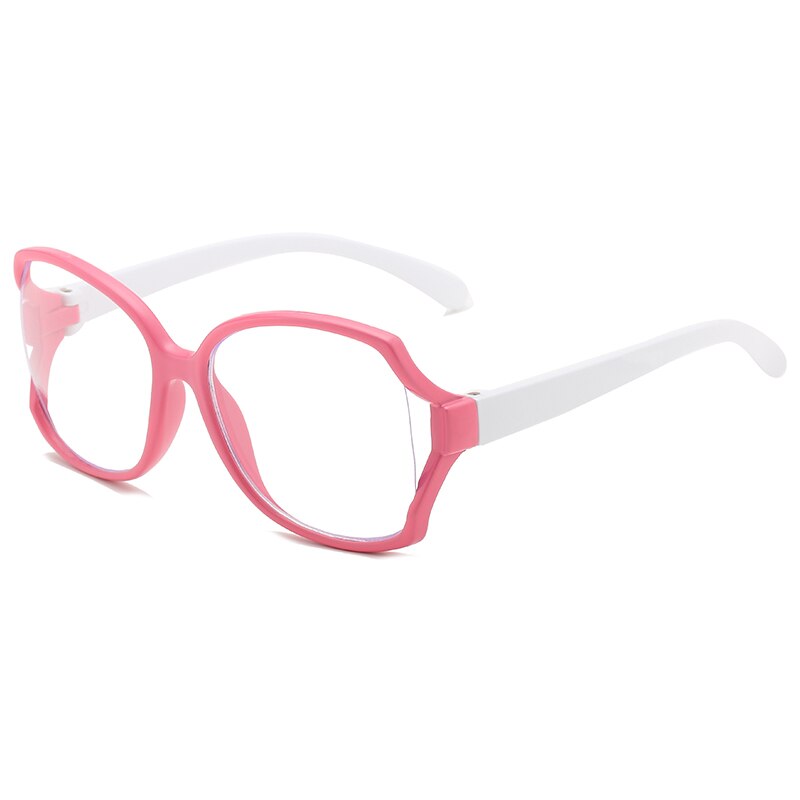 Anti blue Light Kids Glasses Children Big Optical Frame Eyewear Boy Girls Clear Computer Transparent Eyeglasses UV400 Protection: Pink-White