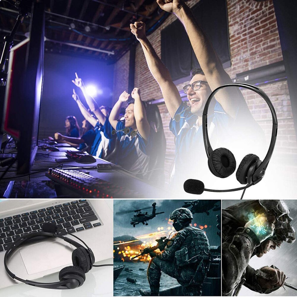 PC Computer Laptop Headphone with Noise Cancelling Microphone Chatting Network Teaching Video Conferencing USB Wired Headset