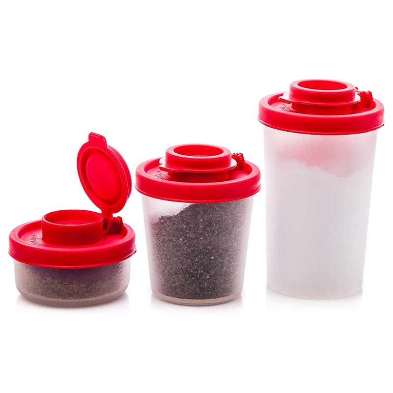 ! Salt And Pepper Shakers Moisture Proof ,Salt Shaker With Red Covers Lids Plastic Airtight Spice Jar Dispenser: Orange