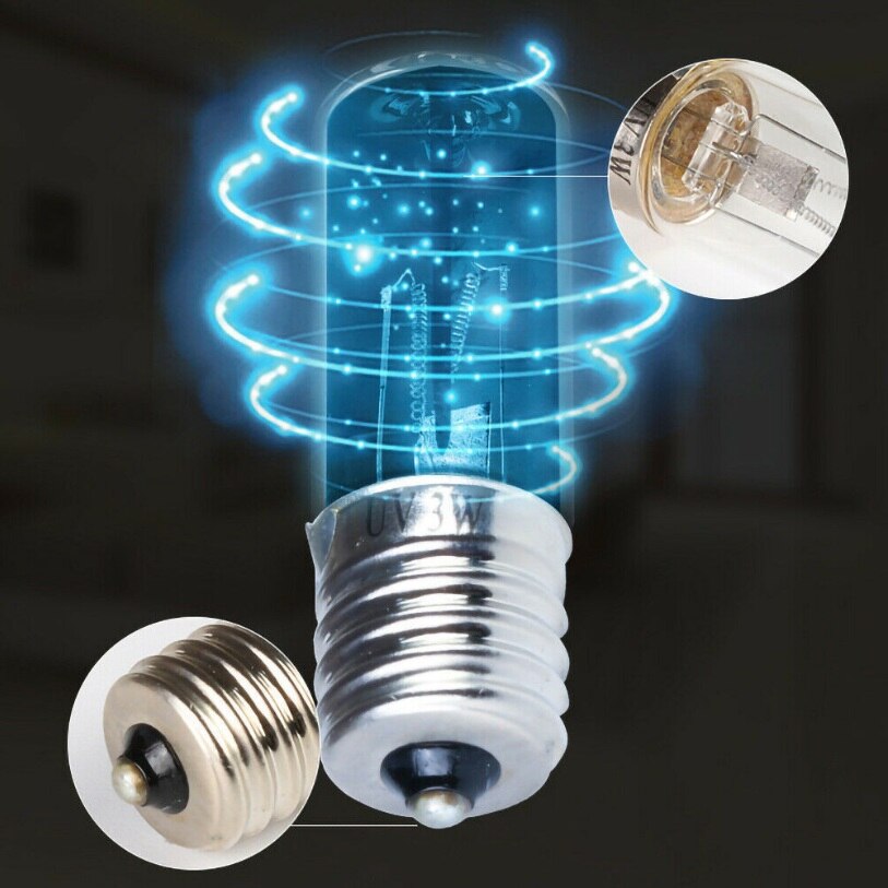 Uvc lampe pære ultrafiolett bakteriedrepende desinfeksjon sterilisering lys kvarts  e17 10v 3w skoskap ryddeverktøy