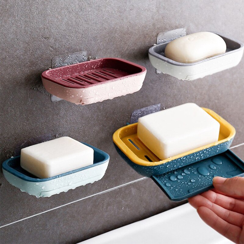 Porte-savon mural à Double couche, sans perçage, accessoires de salle de bain