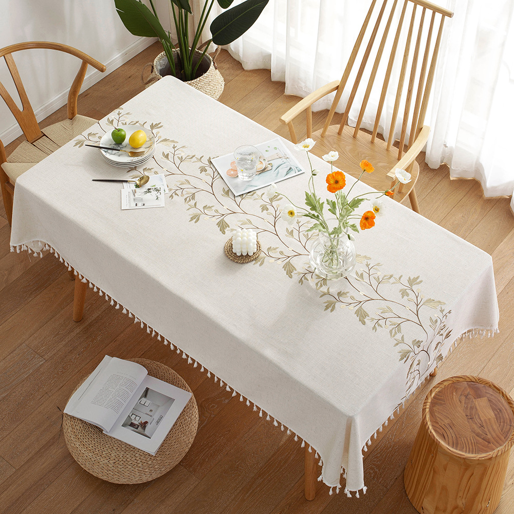Cotton Linen Tablecloth for Dining Table, Rectangl... – Grandado