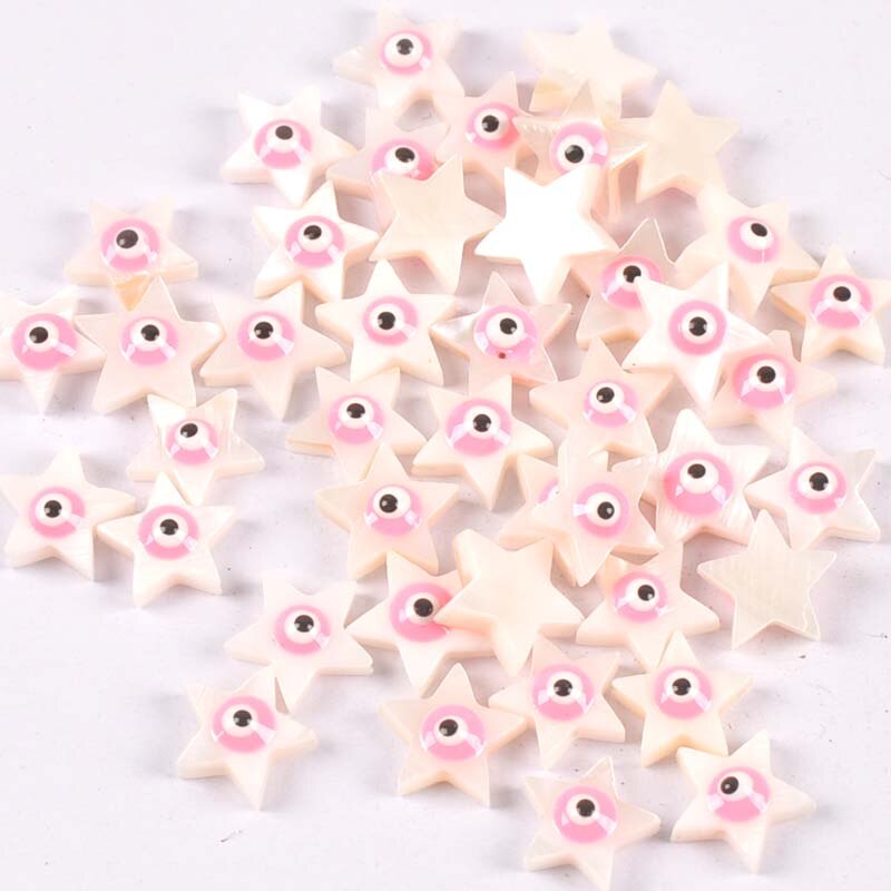 10 st/lot evil eyes stjärnor skal för smyckestillverkning armband pärlemor snäckskal lösa pärlor gör-det-själv heminredningshantverk  tr0362: 1
