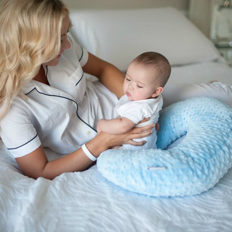 U-Shaped Full Body Pregnancy Pillow for Sleeping – 57 Maternity Pillow with Removable Cover, Support for Back, Legs, Belly & Hips (Velvet-Blue and Grey