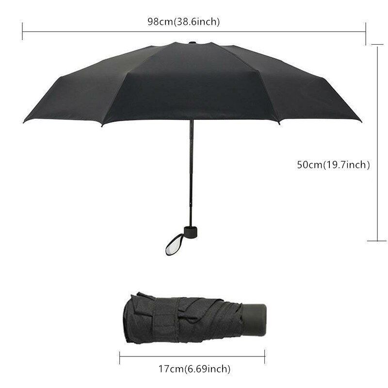 DMBRELLA Small Portable umbrella Men Mini Pocket 5 folding Umbrellas Rain Women Waterproof Travel Parasol Windproof Parasol: DM001 Black