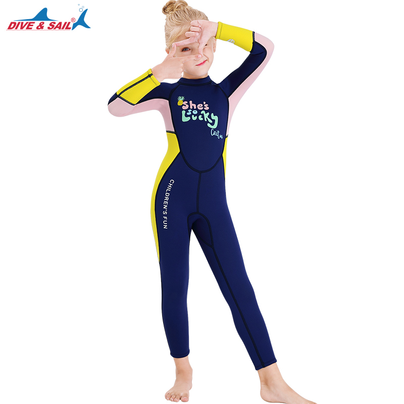 Kids Scuba Wetsuit For Girls Children 2.5mm Neoprene Diving Suit Swimsuit Kids Surfing Jellyfish Swimwear Wet Suits: yellow / M(3)