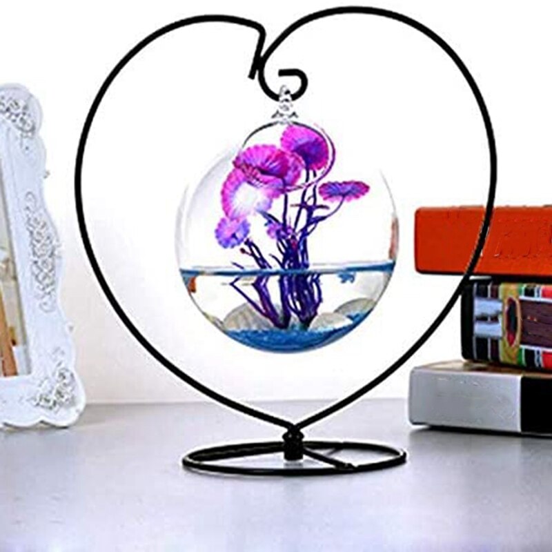 4- pakke hjerteformet ornament vise stativ jern pothook stativ til hengende glass terrarium (hjerte)