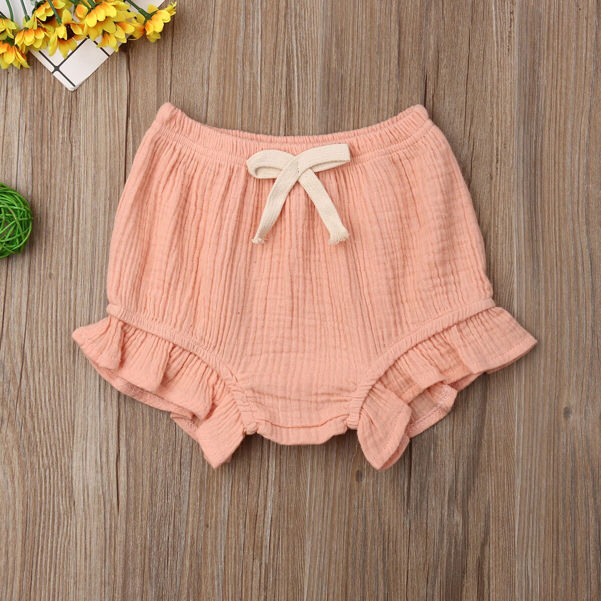 Bébé bébé fille coton couleur unie à volants PP Shorts couches couches couvre Bloomers vêtements d'été 0-18 M