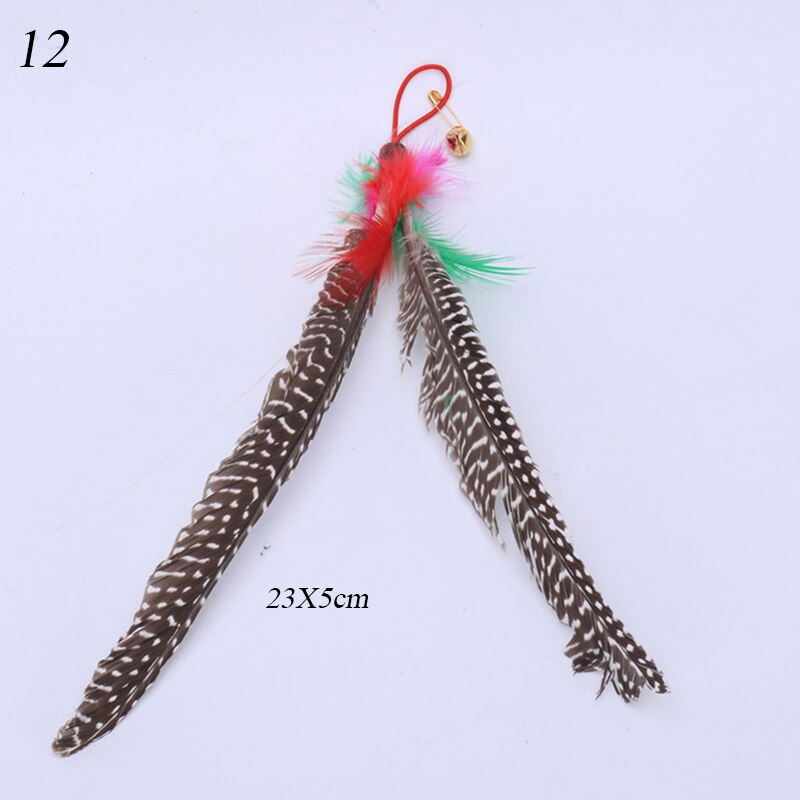 L40 cute cat toys 1pc cat feather toys, kitten interactive teaser bell feather stretch fishing rod play wand pets replacement head: 12