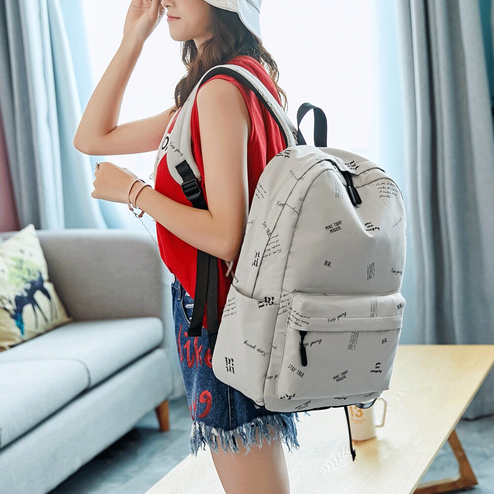 Waterdichte schooltas voor studenten, middelgrote schooltas, gele rugzak met letterprint, meisjes, tiener, universiteitsbenodigdheden, boekentas