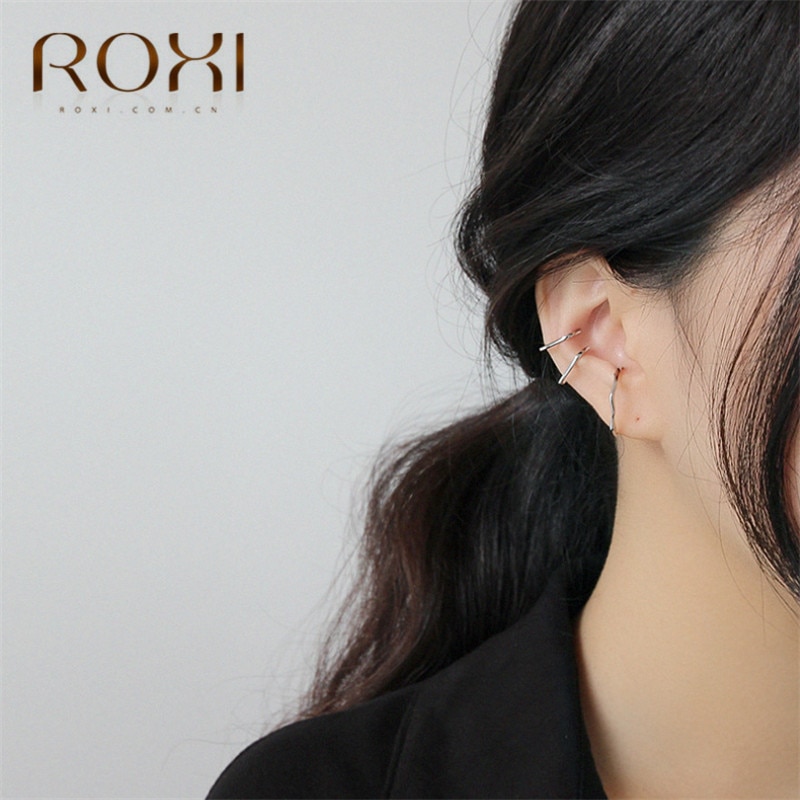 ROXI 1Pair Ear Clip Simple Jewelry Cartilage Ear Wrap No Piercing Clip On Earrings for Women 925 Sterling Silver Earring