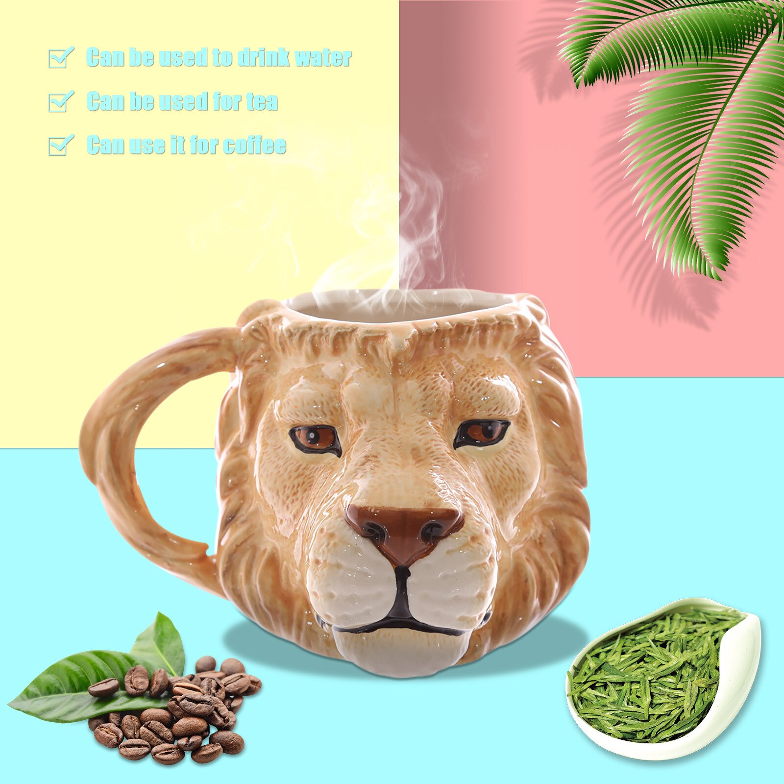 Saintgace 3D Leuke Cartoon Dier Water Cup Keramische Thee Koffie Kopjes En Mokken Stereo Vision Paar Mok Drinkware Tazas: B