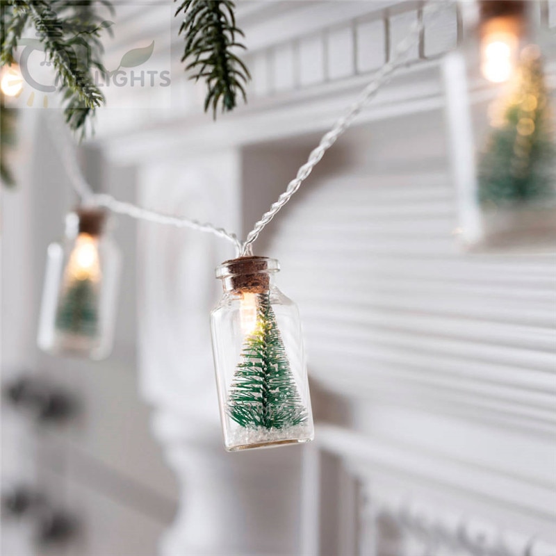 Kerstboom glazen pot fles lichtsnoer met 20 led-batterijen voor bruiloften, feestverlichting, kerstversiering