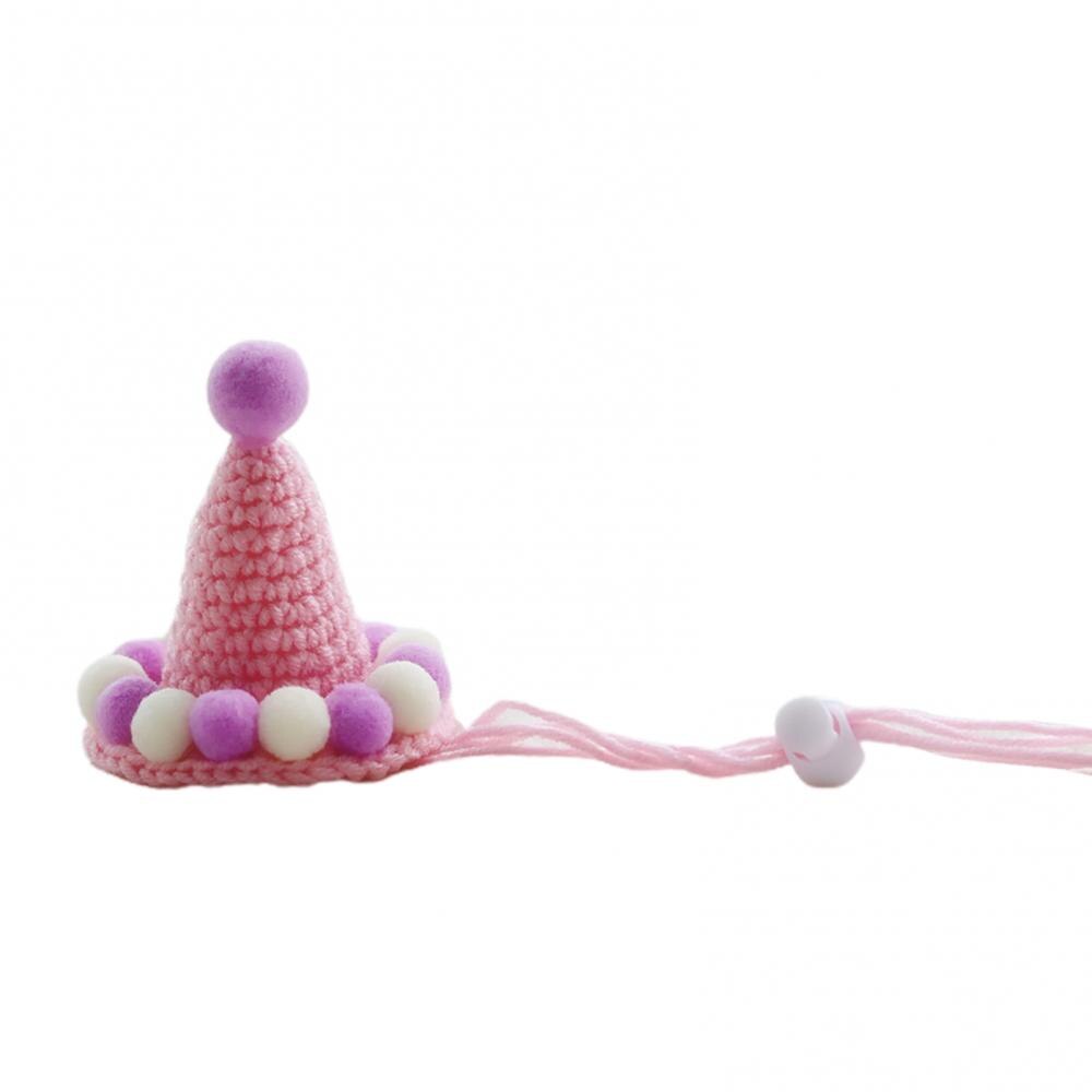 Pet Hoed Hand Geweven Verjaardag Pluche Bal Cap Fotografie Props Kat Hond Hoofd Decor: Roze / M