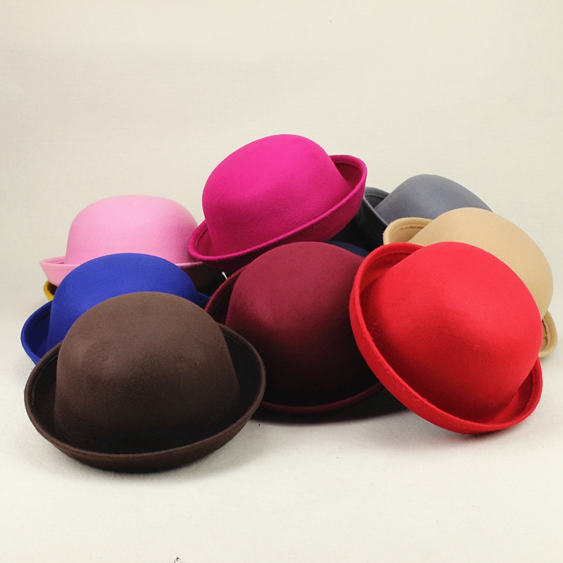 Korean Version Dome Girl Performance Stage Jazz Hat Solid Color Spring Summer Adult Red Felt Hat Women Cap