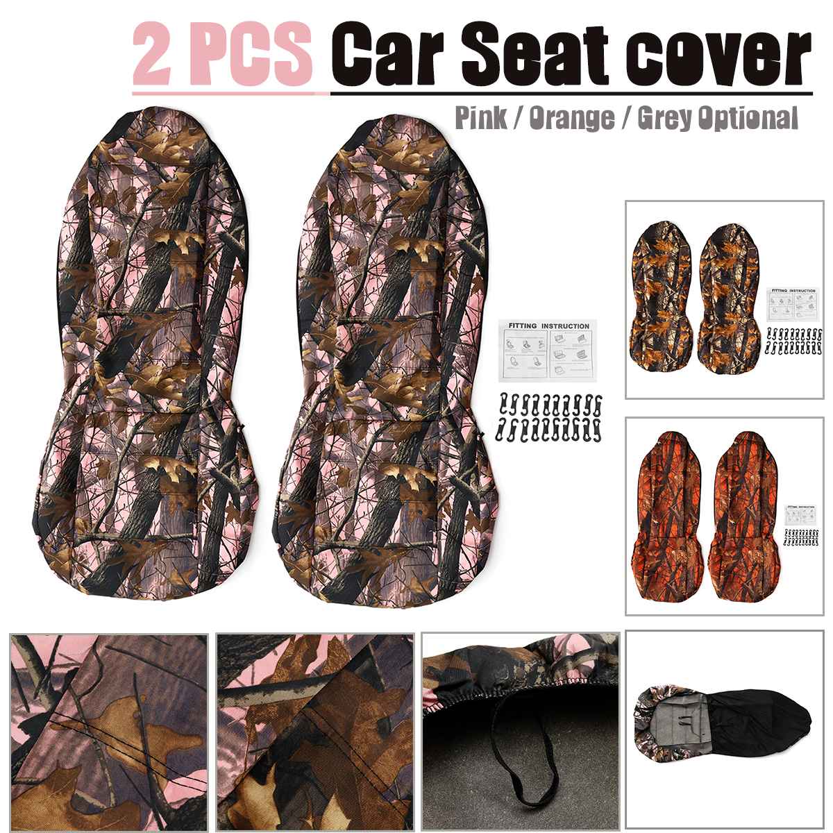 2 Stuks Auto Seat Cover Set Camo Camouflage Stof Voor-en Back Protector Fit Voor Jeep Pickup Truck Suv Meest auto