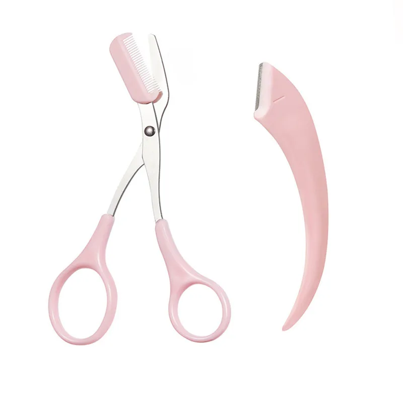 Augenbrauen schneider Schere mit Kamm Edelstahl Augenbrauen Wimpern Haars chere tragbare rosa Augenbrauen Trimmer Set Make-up Werkzeuge: Black
